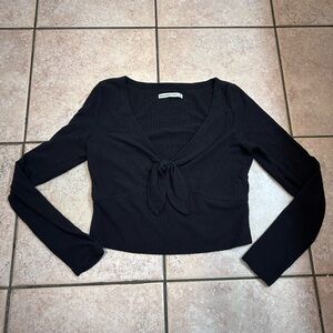 Abercrombie & Fitch Black Tie-Front Crop Top